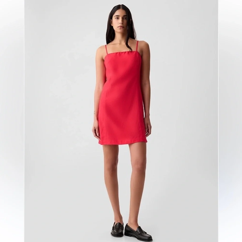 GAP Linen Blend Red Mini Dress for Women Slipper Red Large Petite - Picture 1 of 6